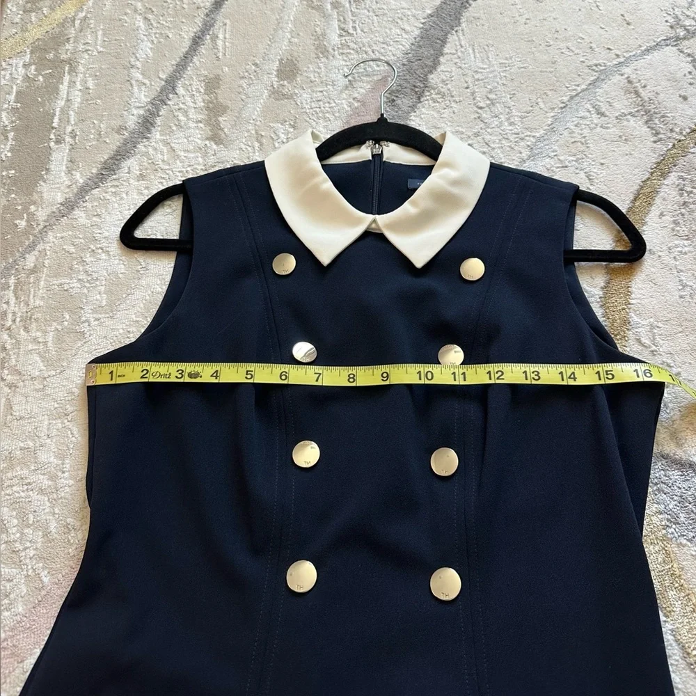 Tommy Hilfiger Black Dress with White Collar and Silver Buttons - Picture 3 of 7
